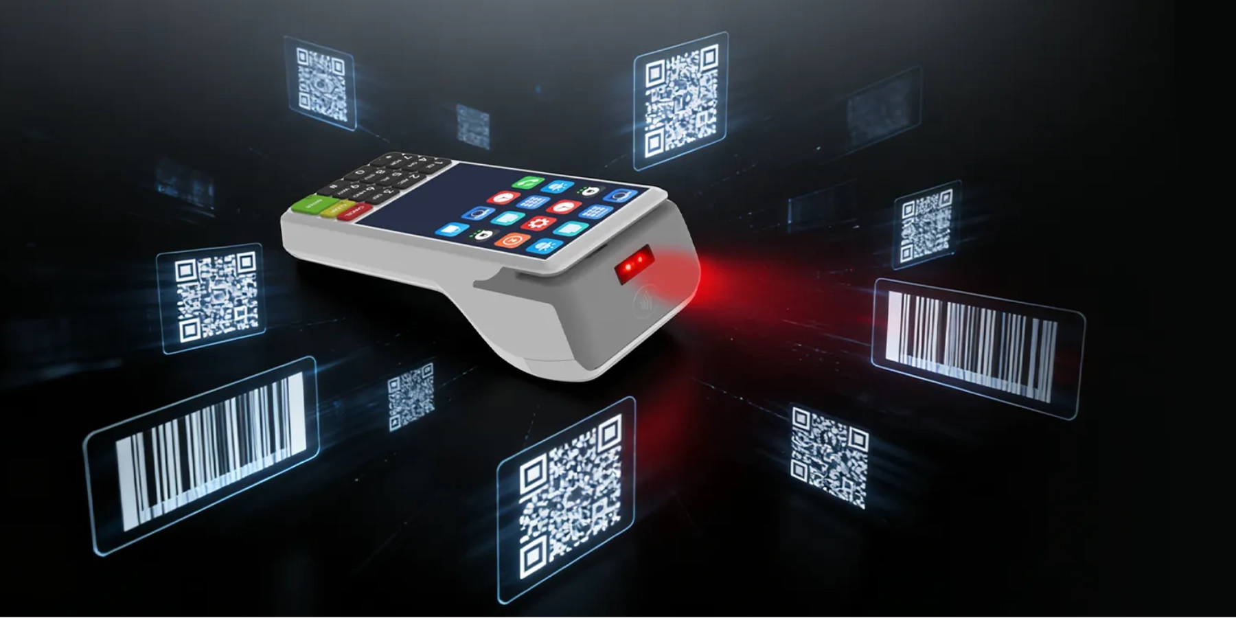 SUNTEK SM4 mobile POS terminal scanning barcode and QR code with 5MP autofocus camera