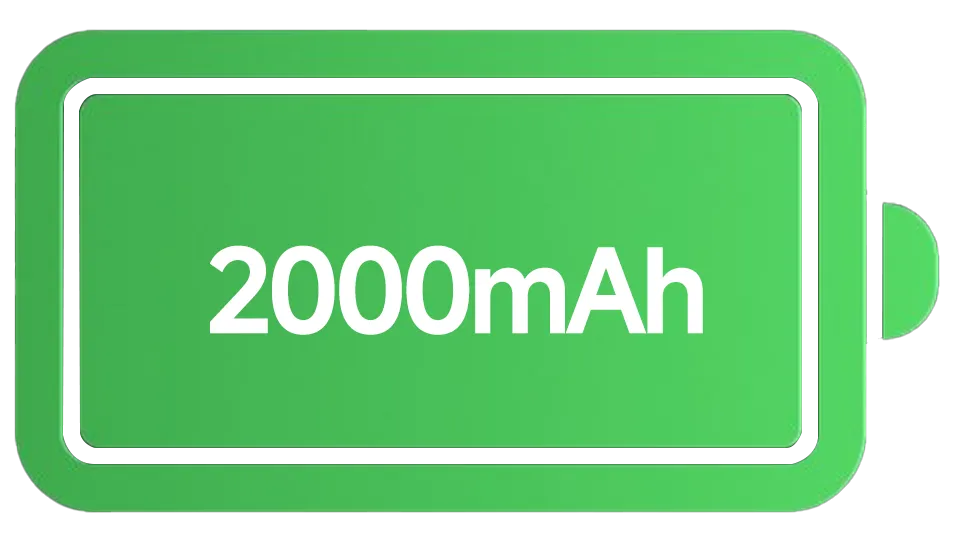 2000mAh lithium battery capacity for long lasting power