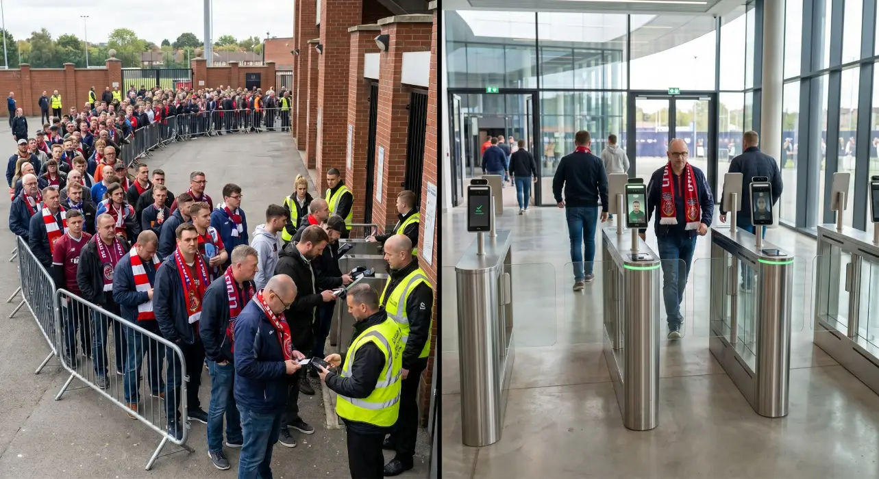 facial recognition entry system used by football clubs for fast matchday access