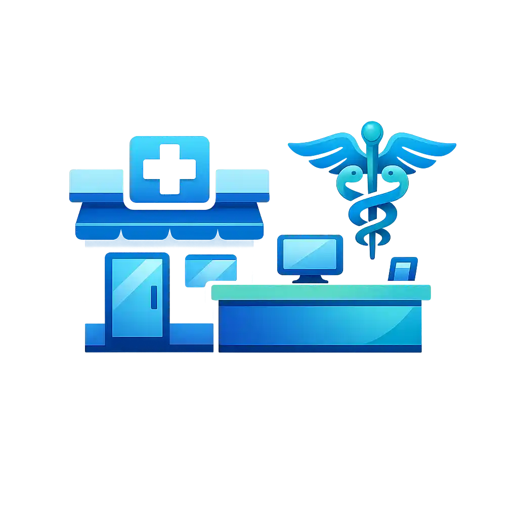 Healthcare clinic deployment scenario icon for self-service patient registration