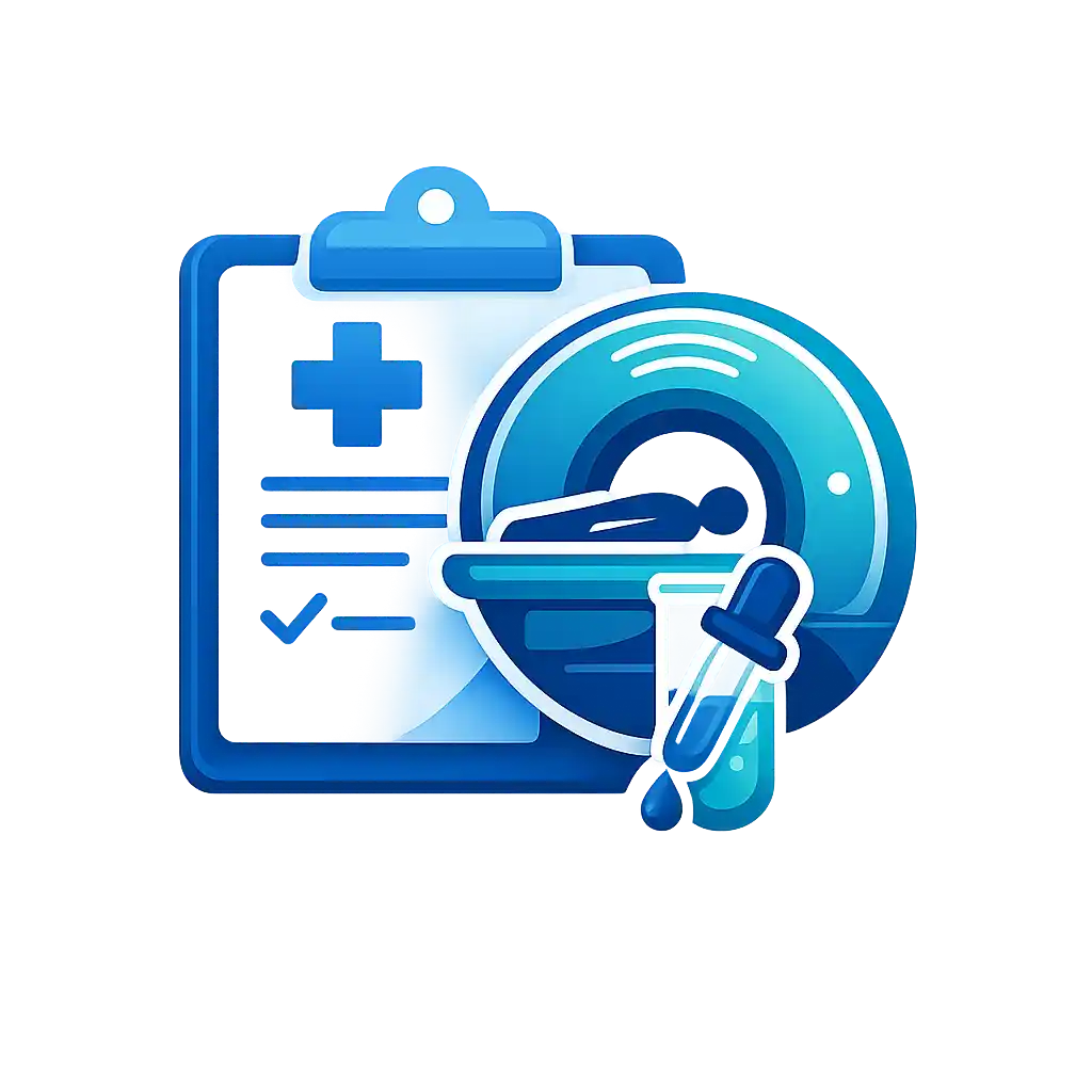 Healthcare diagnostic center deployment icon for patient check-in and guidance