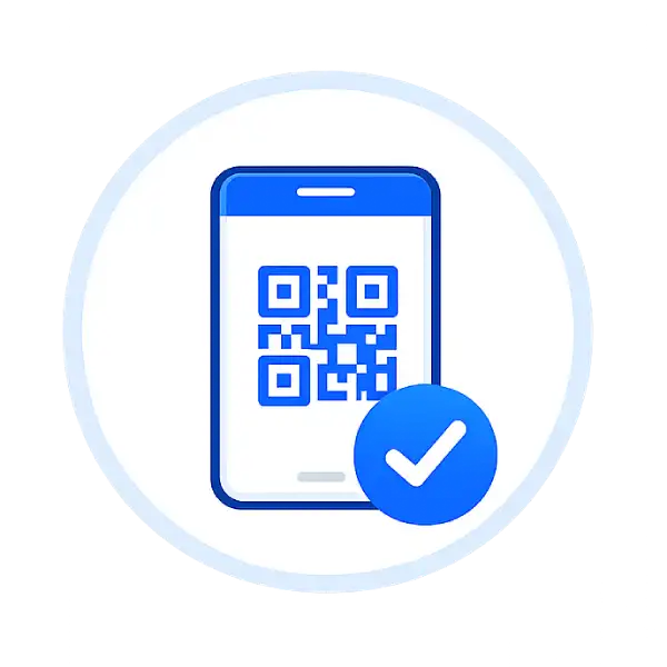 Healthcare patient check-in appointment verification icon with QR code scanning