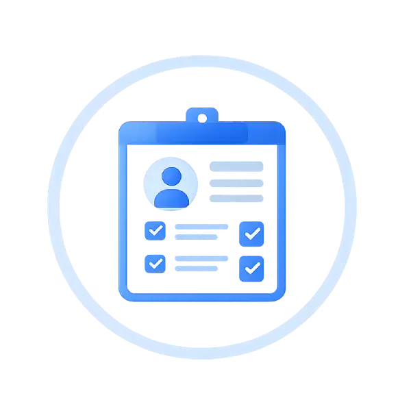 Healthcare patient registration icon for self-service kiosk registration workflow