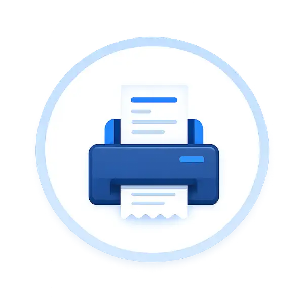Healthcare queue management and ticket printing icon for patient service kiosk