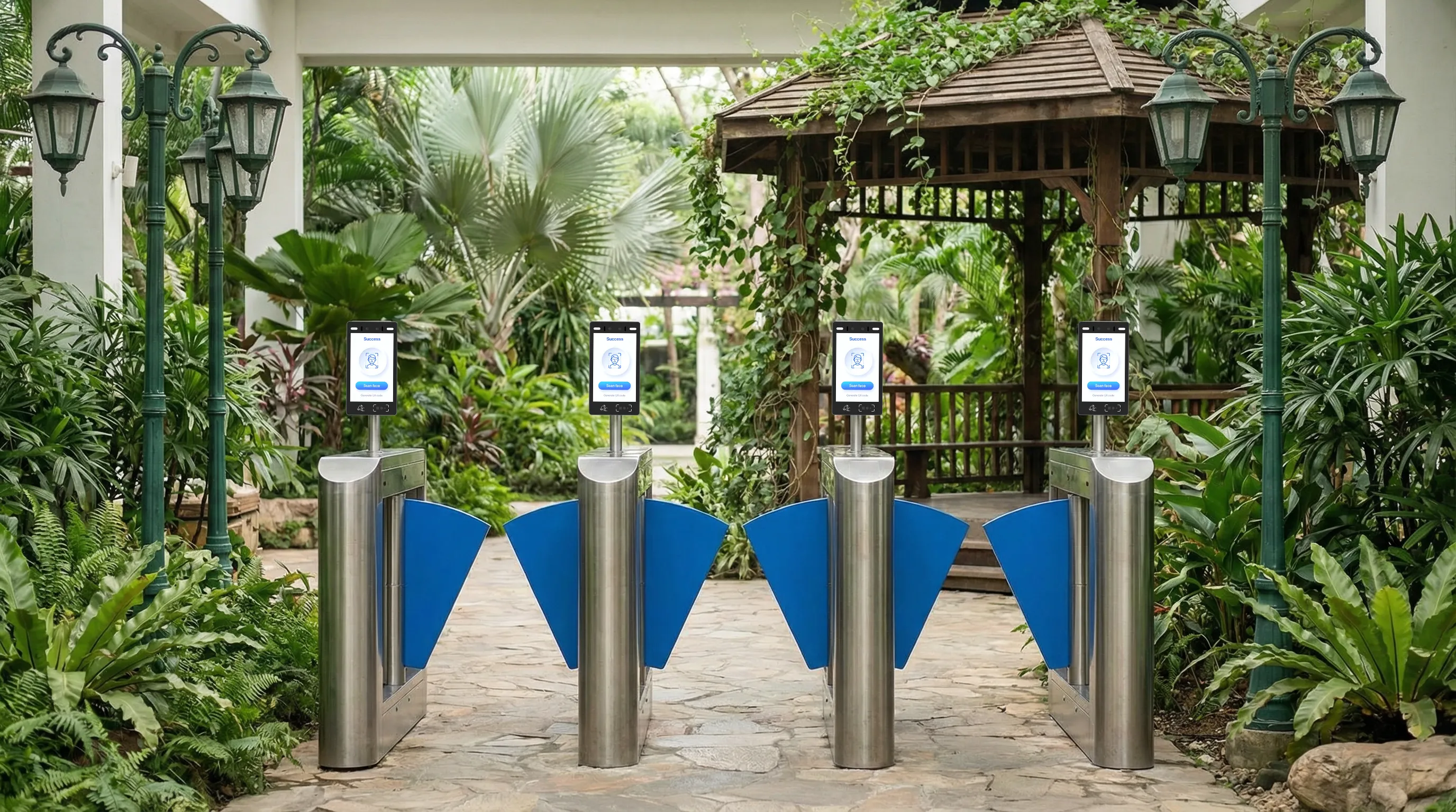 SUNTEK FA10 face recognition terminal applied in scenic spot ticket verification turnstiles