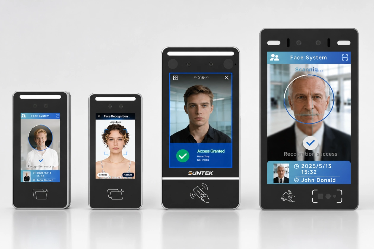 SUNTEK FA5 FA8 and FA10 face recognition terminal family lineup for access control terminal customization