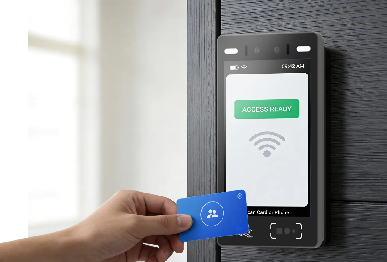 Integrated NFC card reader on SUNTEK FA8 for contactless smart card access
