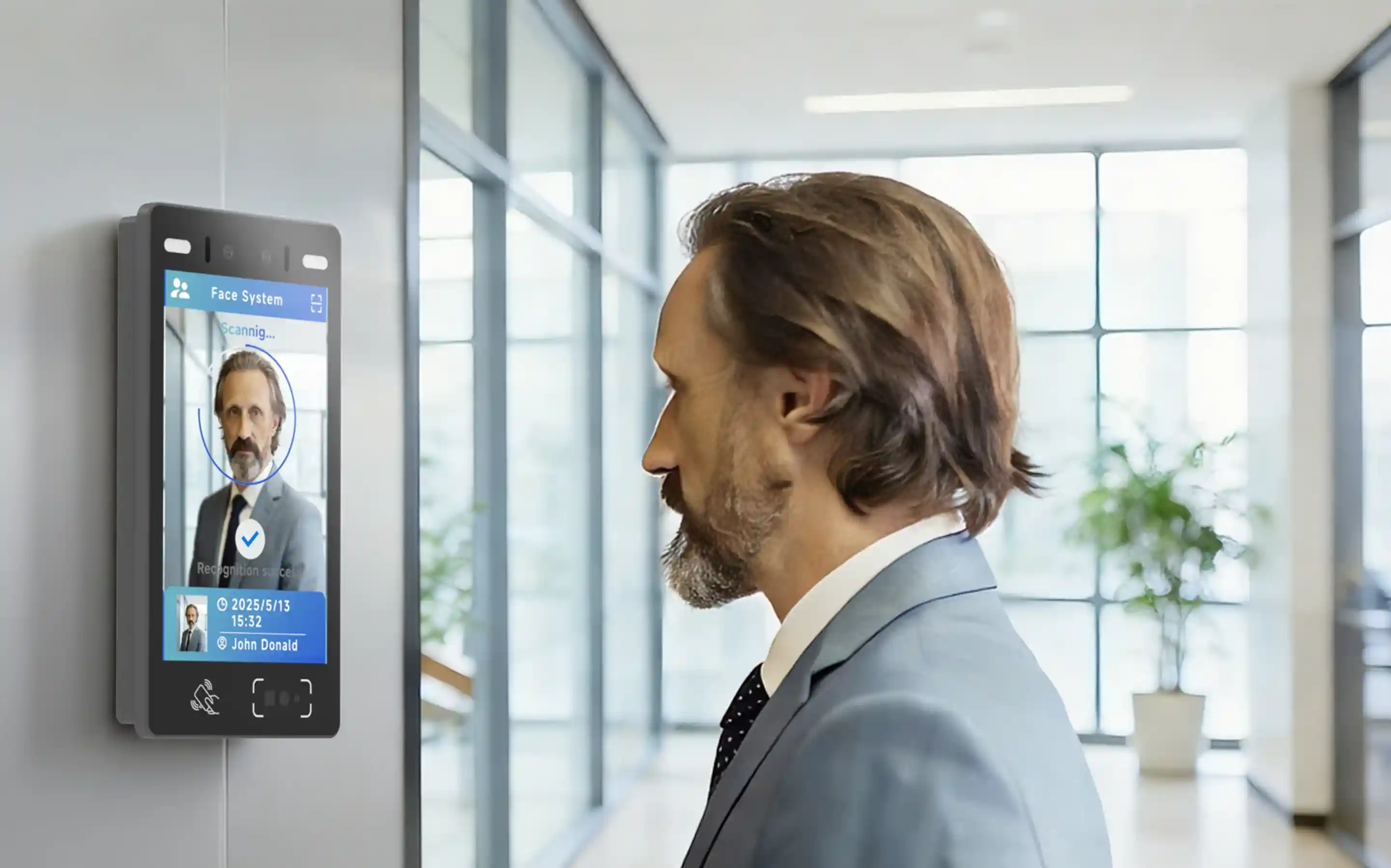 SUNTEK FA8 facial recognition terminal for enterprise access control applications.