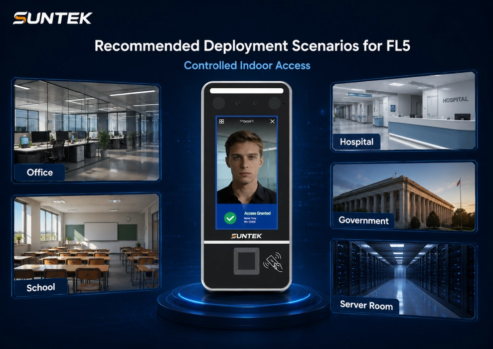 SUNTEK FL5 access control terminal for office hospital school government and server room deployment scenarios