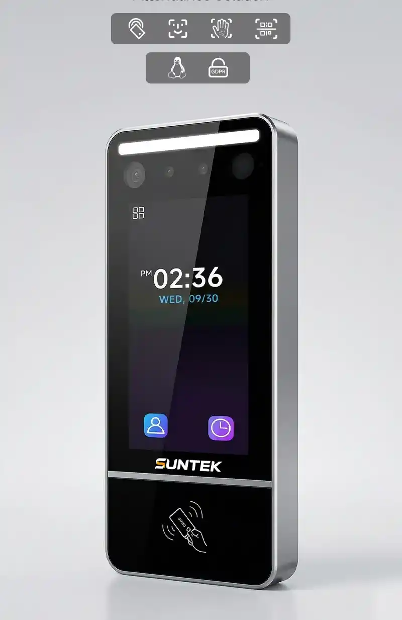 SUNTEK FL5 Linux Face Recognition Terminal with 5-inch touchscreen for indoor access control and attendance management