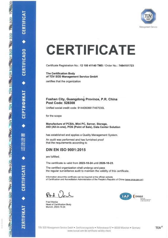 ISO 9001 certification