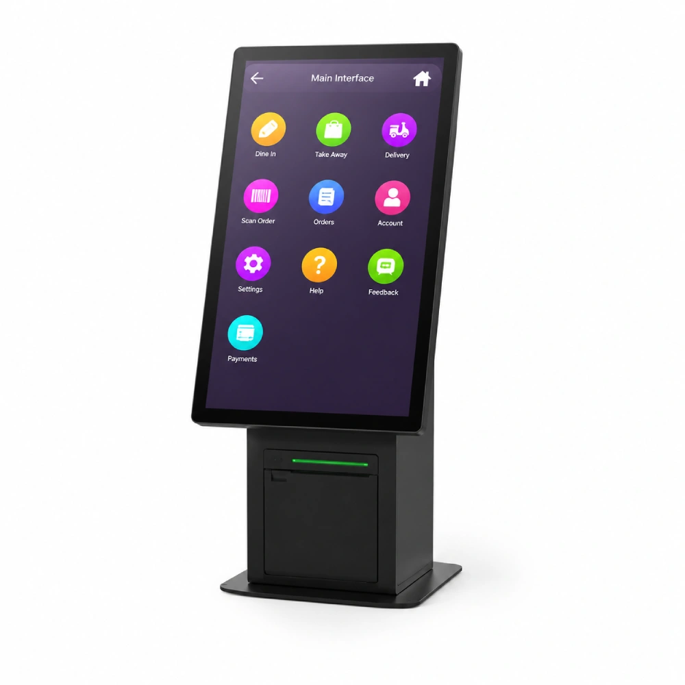 SUNTEK SK1 self-service kiosk connected with KDS for restaurant ordering system integration