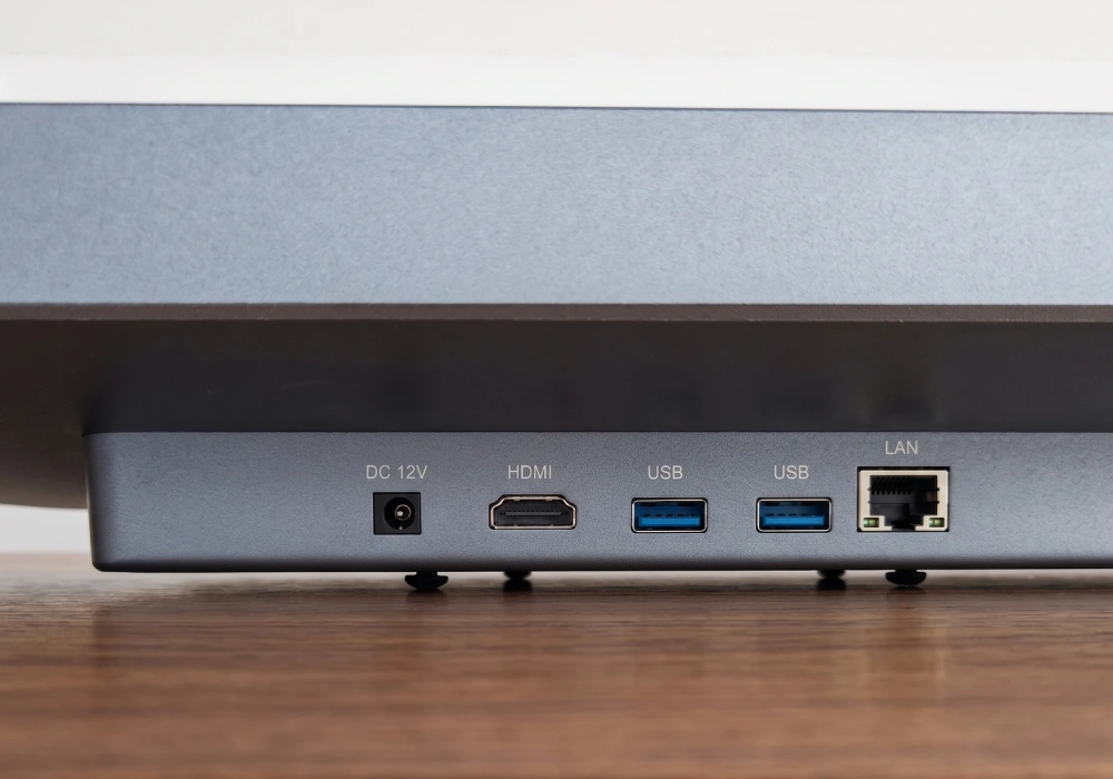 SUNTEK KDS rear view and I/O ports for restaurant kitchen display system deployment
