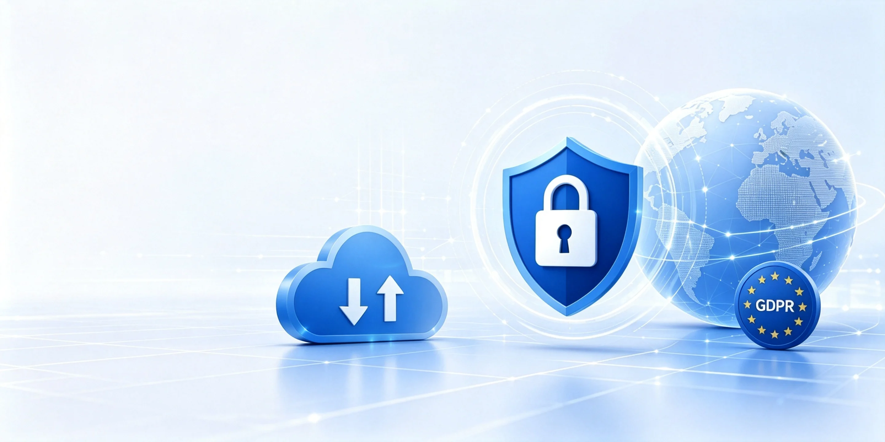 SUNTEK MDM device monitoring illustration with cloud, shield and globe symbols.