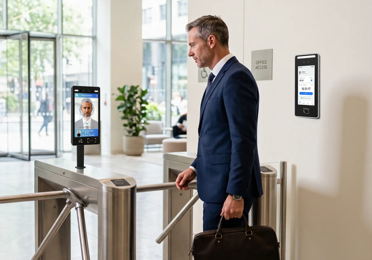 SUNTEK office and enterprise access control solution with facial recognition terminal for secure entry and attendance