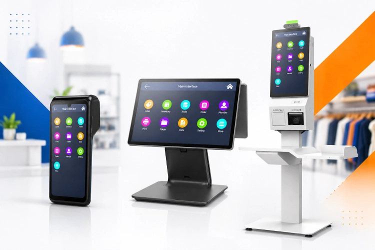 handheld POS, desktop POS system, and self-service kiosk for retail and VAT compliance scenarios in Europe