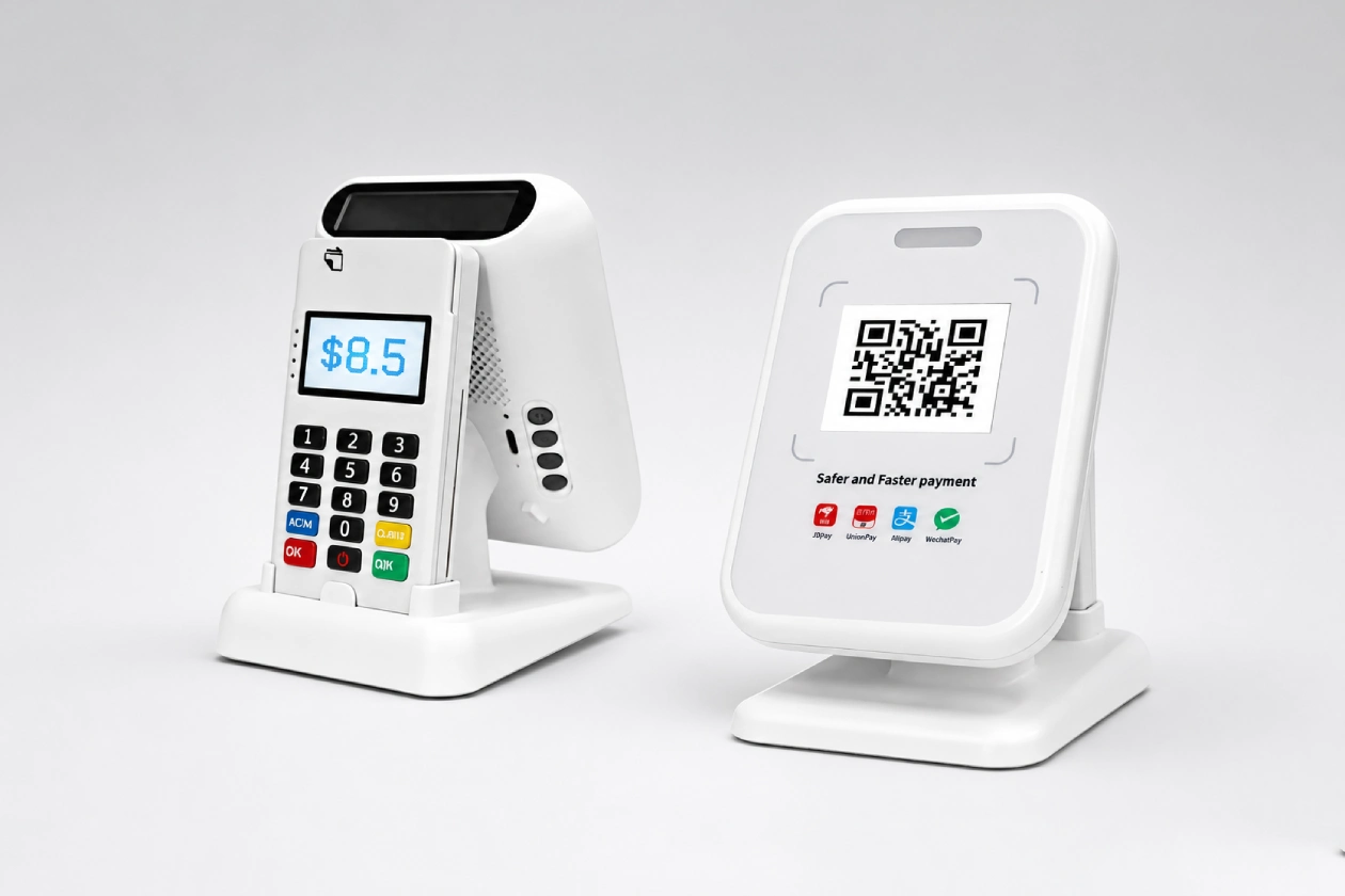 SUNTEK PV1 and PV2 cloud sound box and QR payment device family lineup for payment device customization
