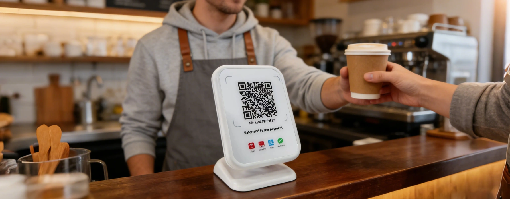 suntek pv1 qr payment device used in cafe for mobile payment