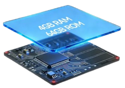 SUNTEK SA8 mini PC memory configuration showing 4GB RAM and 64GB storage for edge computing