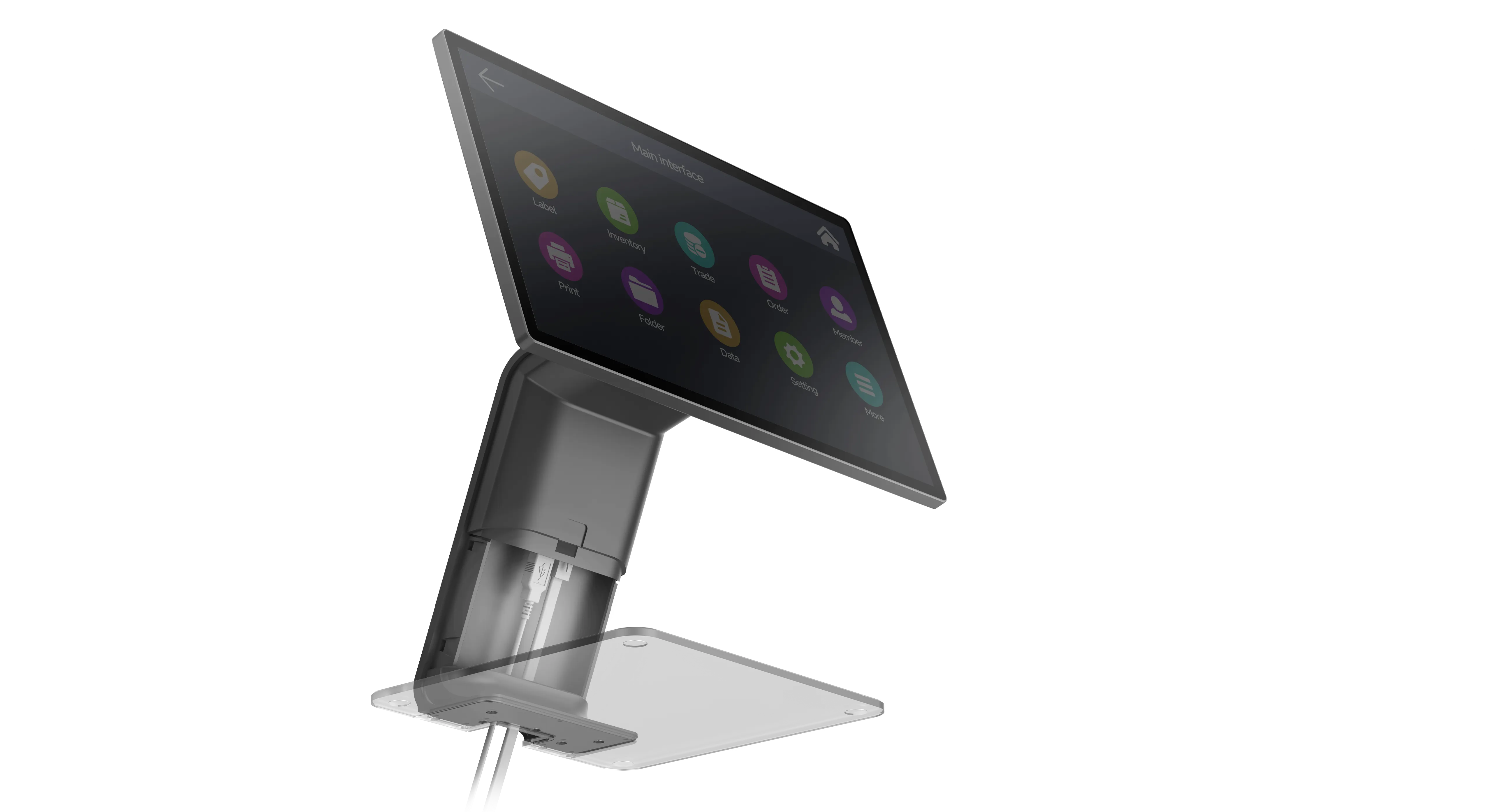 SUNTEK SC1 desktop pos with concealed cable design for tidy counter management.