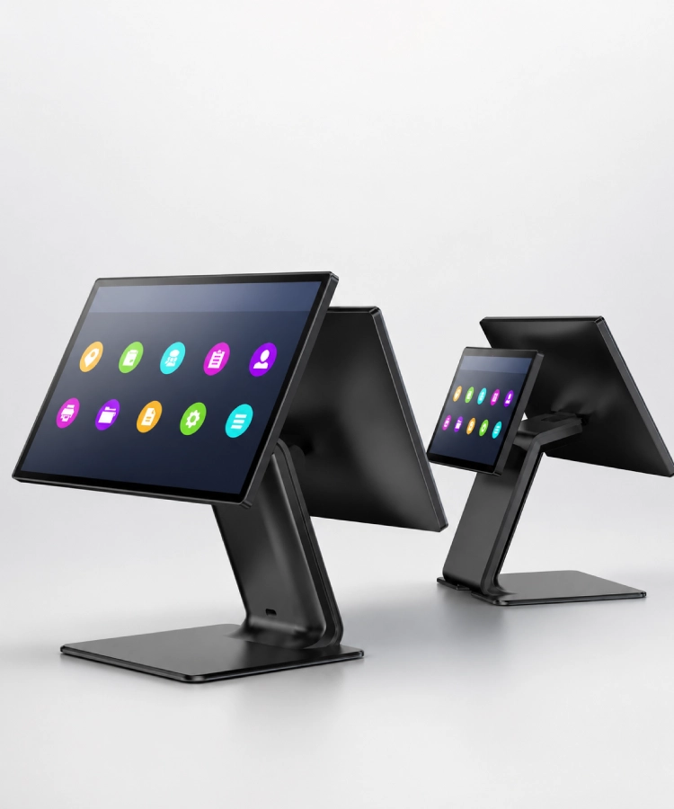 SUNTEK SC1 desktop POS terminal for retail, restaurant and checkout counter applications with flexible display options