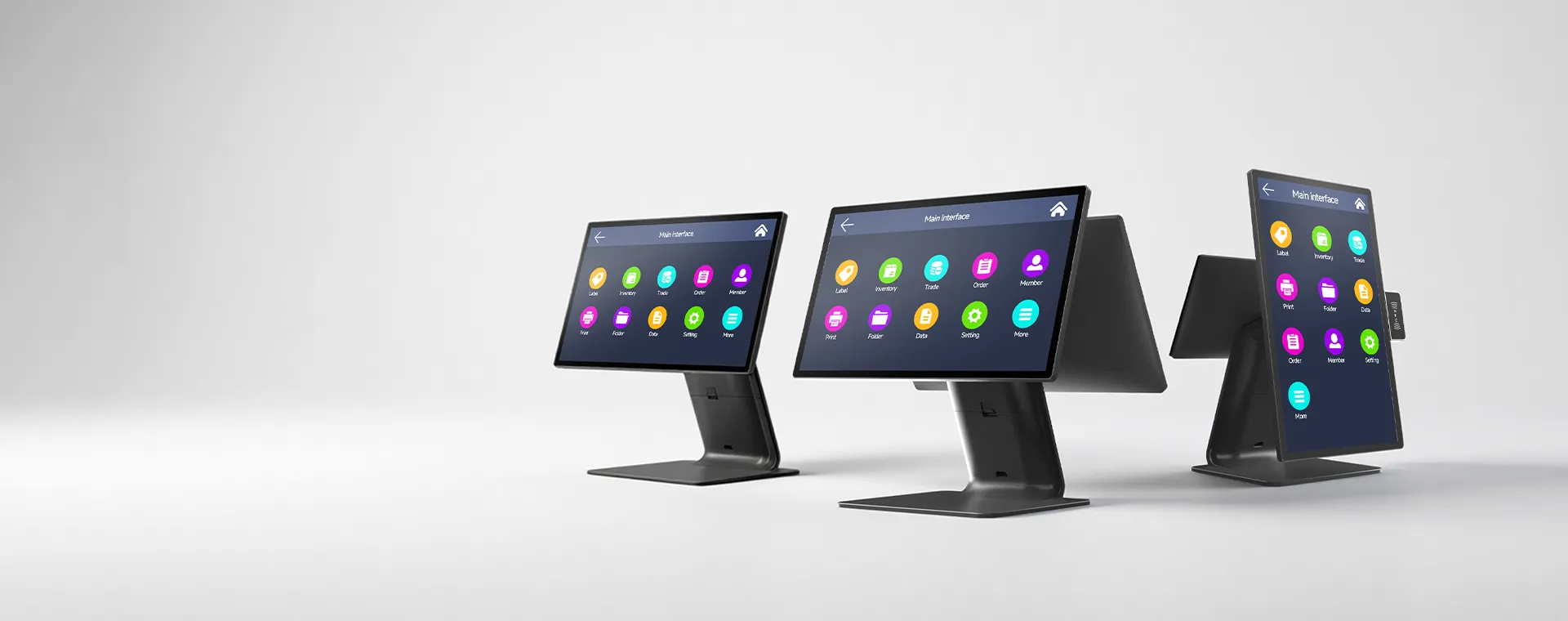 SUNTEK SC1 desktop POS terminal for retail, restaurant and checkout counter applications with flexible display options