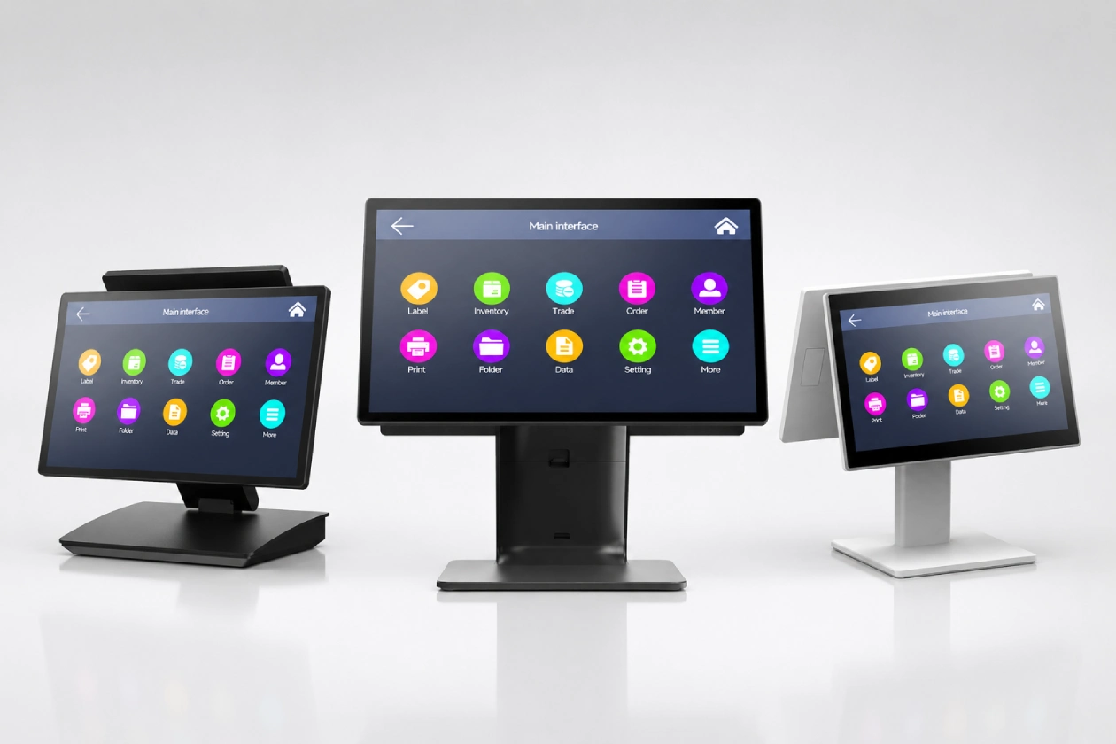 SUNTEK SC1 SC2 and SC6 desktop POS terminal family lineup for commercial terminal ODM service