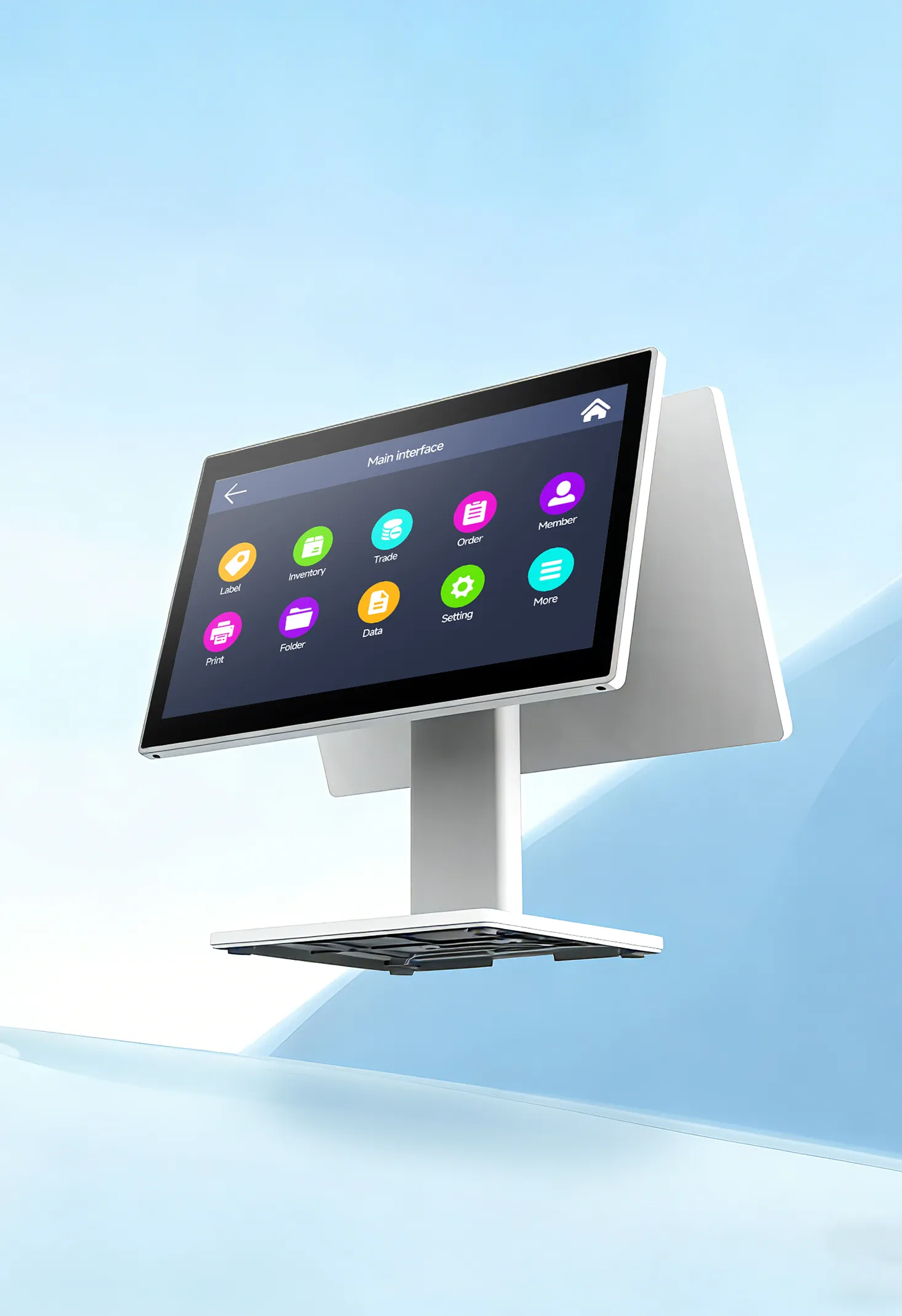 SUNTEK SC6 pos system featuring a sleek and stylish white hardware design with a stable metal stand.