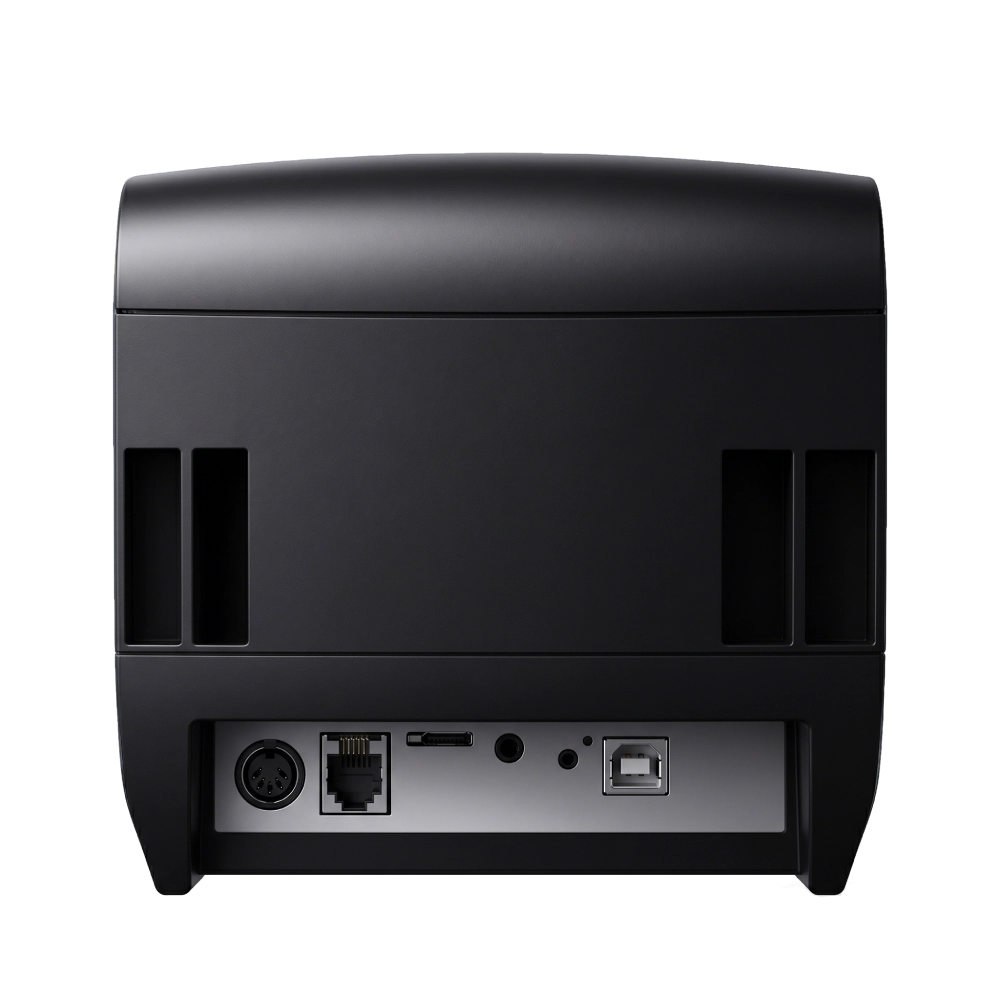 SUNTEK SCP-82 POS Printer rear I/O ports for USB, Wi-Fi, and optional 4G connectivity