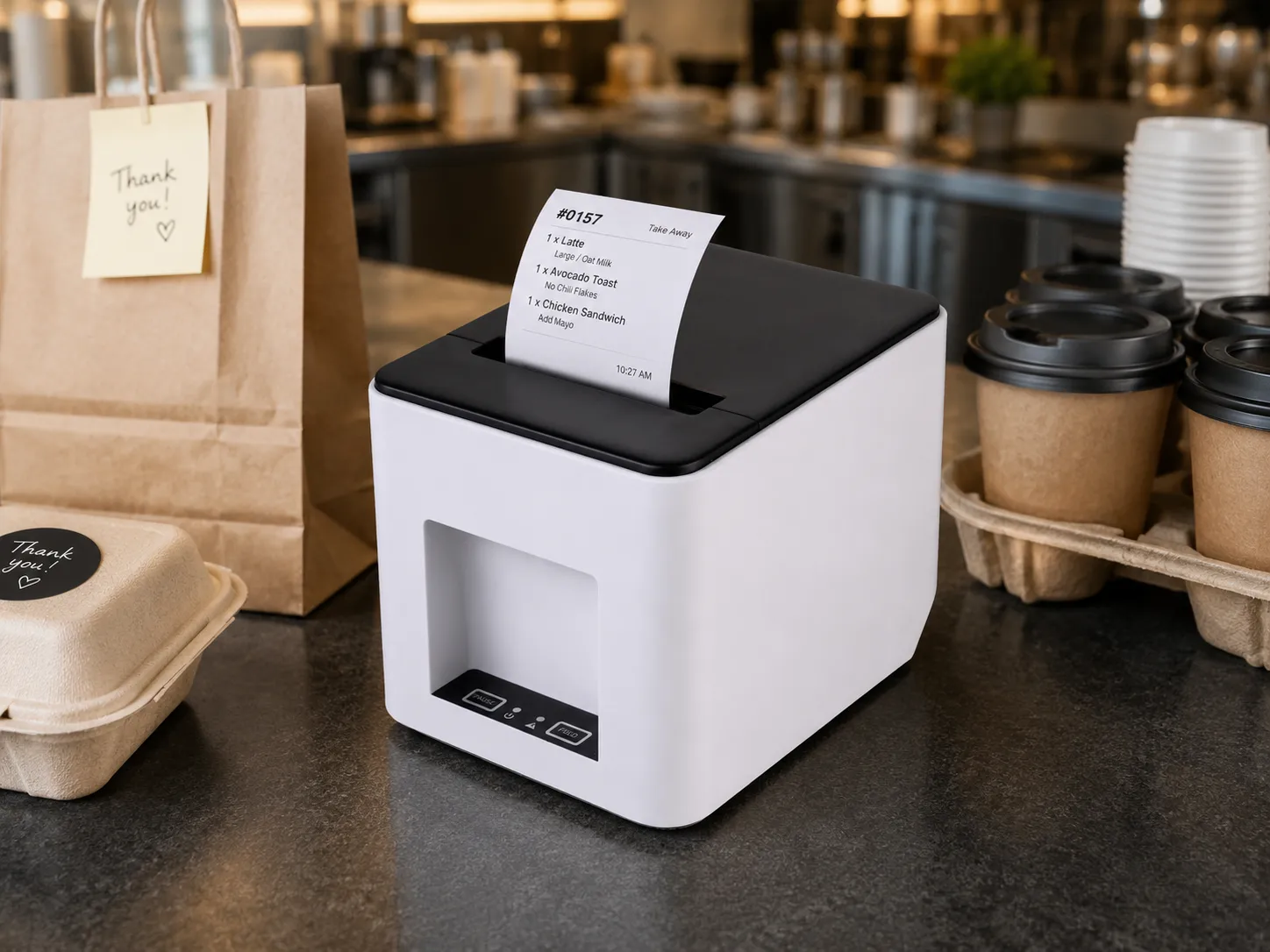 SUNTEK SCP-85 thermal label printer for restaurant and takeaway order labeling