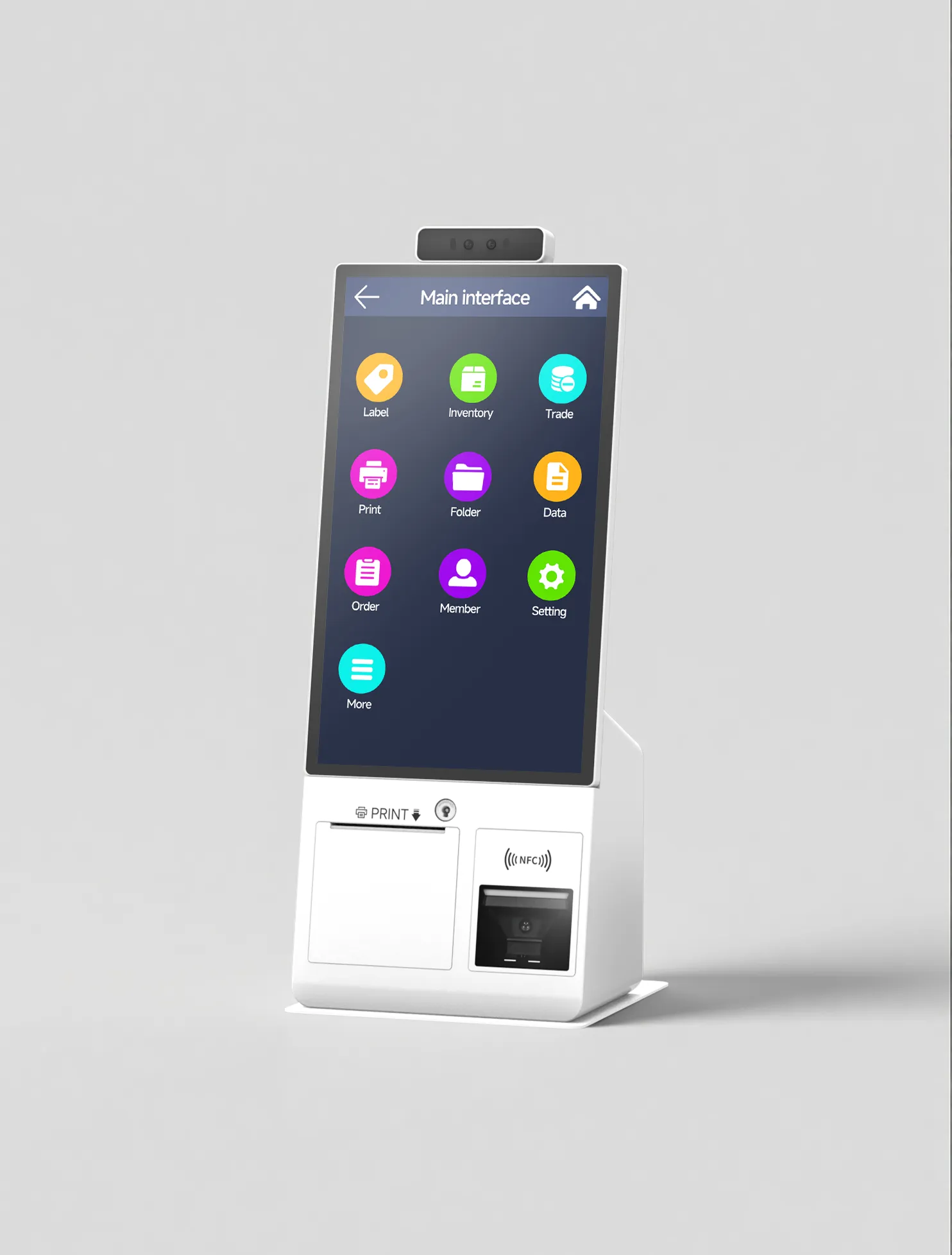 Desktop mini self-service kiosk for checkout counters