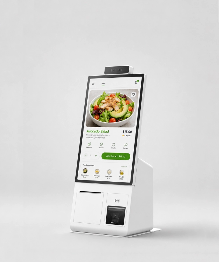 SUNTEK SK1-15 mini self-service kiosk for restaurant ordering, payment and front desk self-service applications