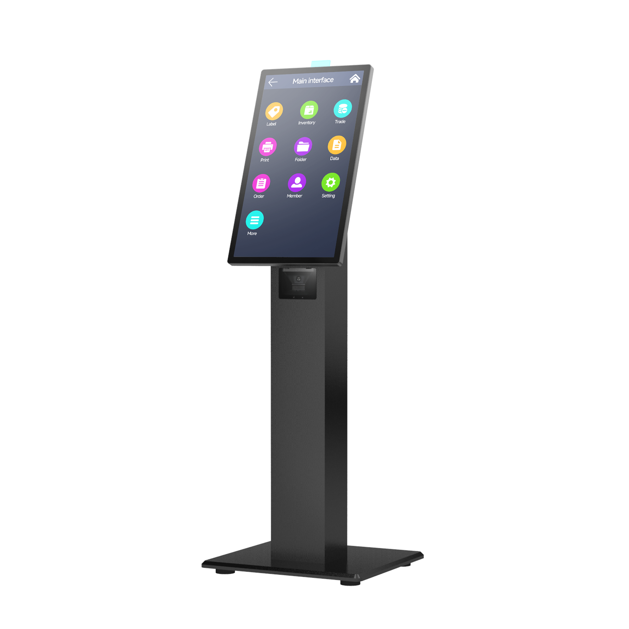 SUNTEK SK1 21.5 inch floor-standing self-service kiosk with optional 15.6 inch screen.