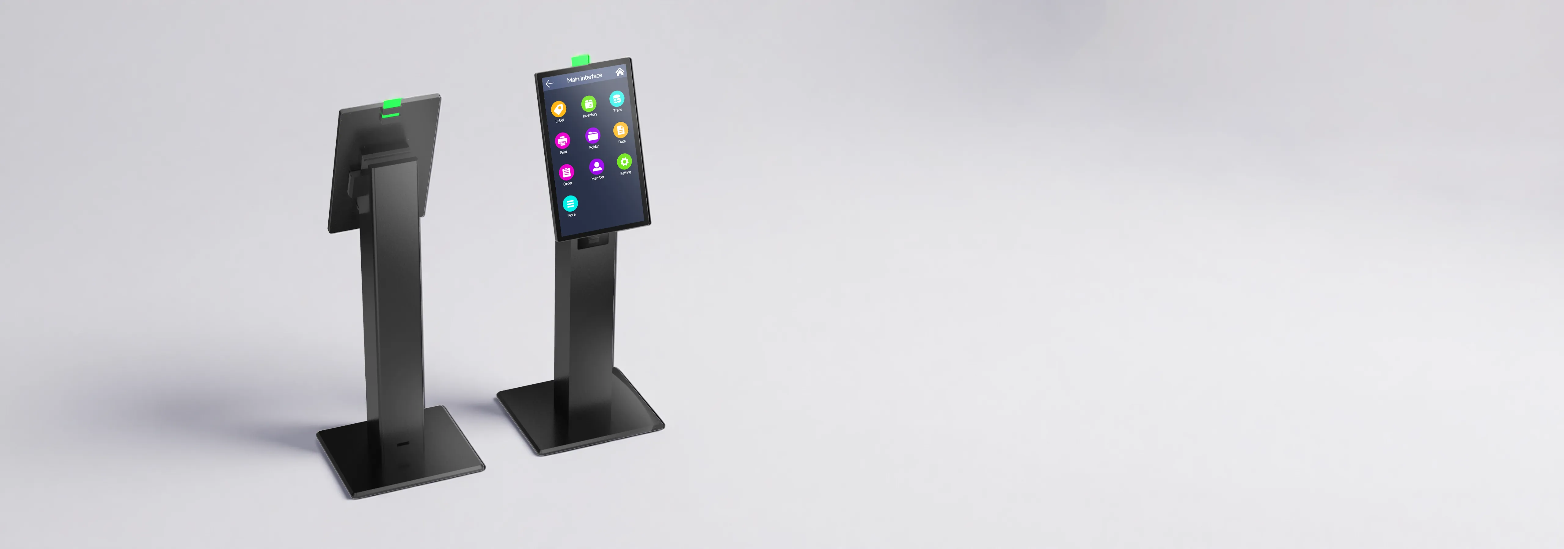 Premium aluminum body support of SUNTEK SK1 kiosk ensuring structural stability and a modern minimalist design.