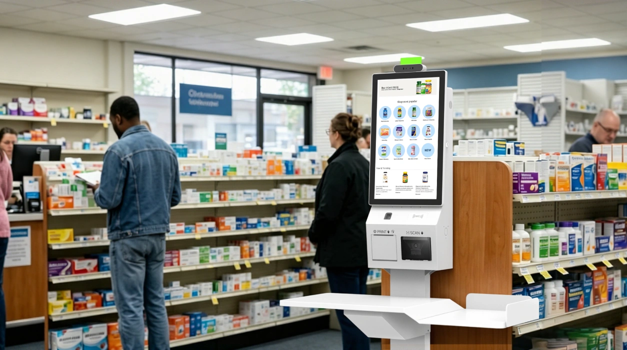 fingerprint identification kiosk in a pharmacy for secure identity verification in LATAM