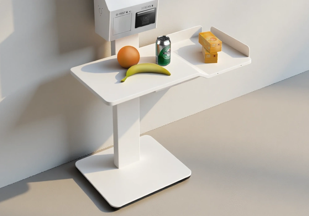SUNTEK SK5 kiosk machine with aluminum chassis structure and tray support for self service ordering and checkout applications