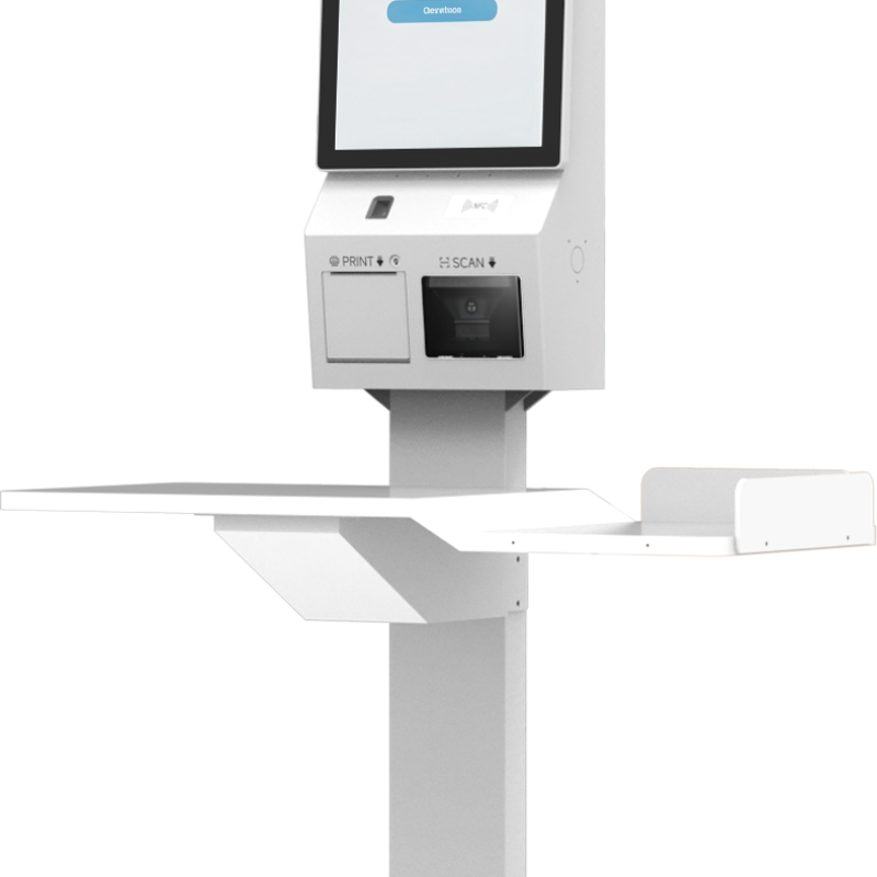 Tray accessory for SUNTEK SK5 kiosk machine, providing support for items during self-service operations