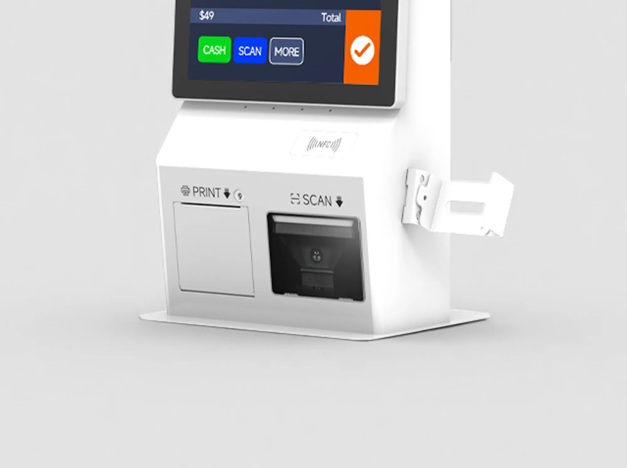 Dedicated POS bracket support on the SUNTEK SK5 kiosk machine, allowing seamless integration of external payment terminals.