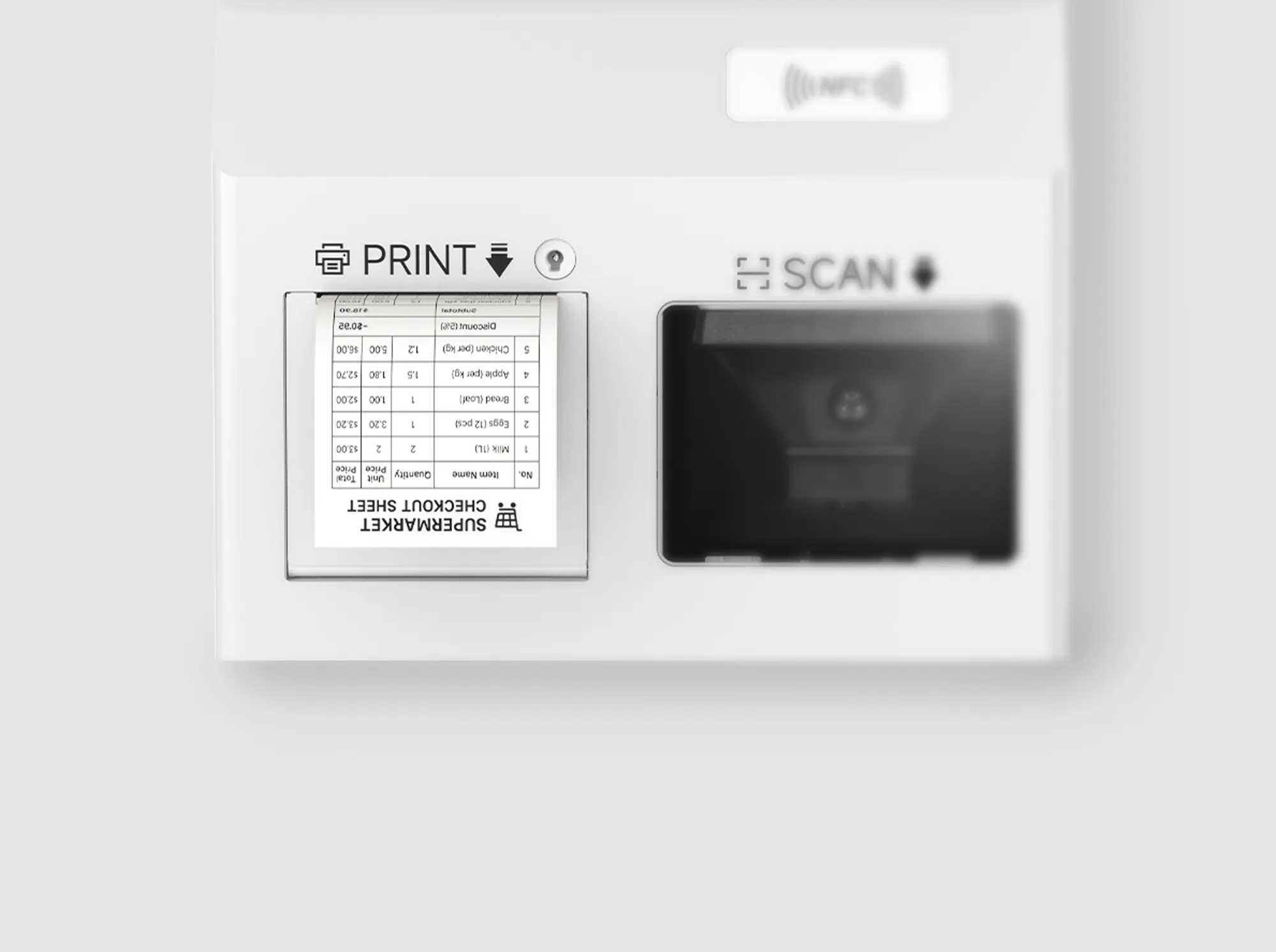 80mm high-speed thermal printer integrated into the SUNTEK SK5 kiosk machine for efficient checkout.