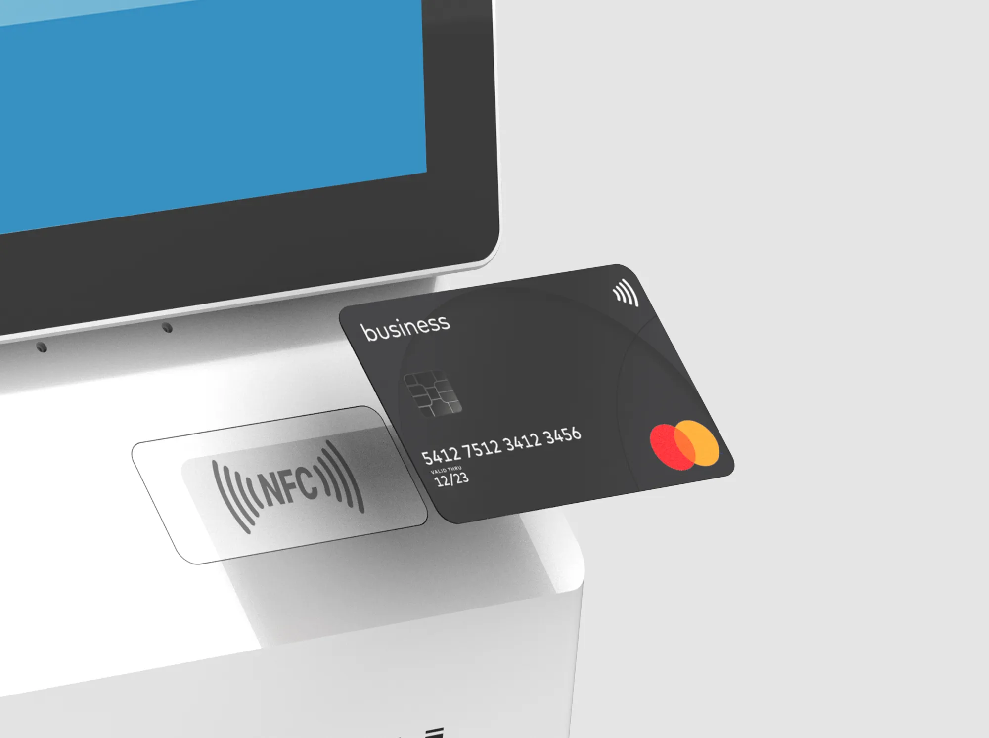 Integrated SoftPOS NFC card reader on the SUNTEK SK5 kiosk machine, supporting seamless contactless payments.