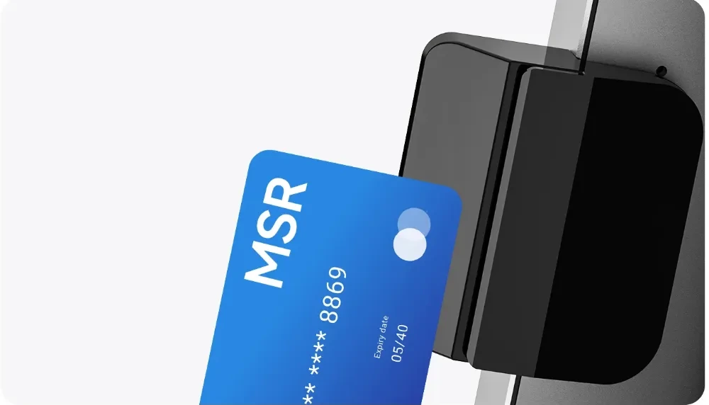 SUNTEK SK7 optional magnetic stripe reader module shown beside a card.