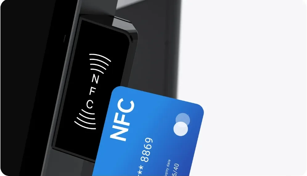 SUNTEK SK7 optional NFC reader shown beside a contactless card.