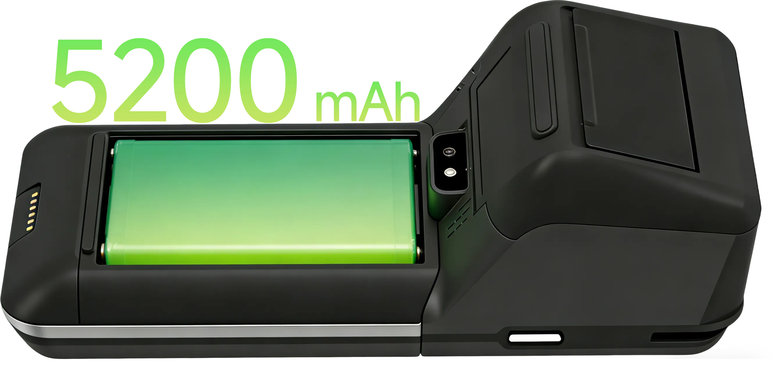 SUNTEK-SM1-Handheld POS-5200mAh Removable Battery-Glowing green removable battery ensuring long-lasting operation-Buy POS Terminal