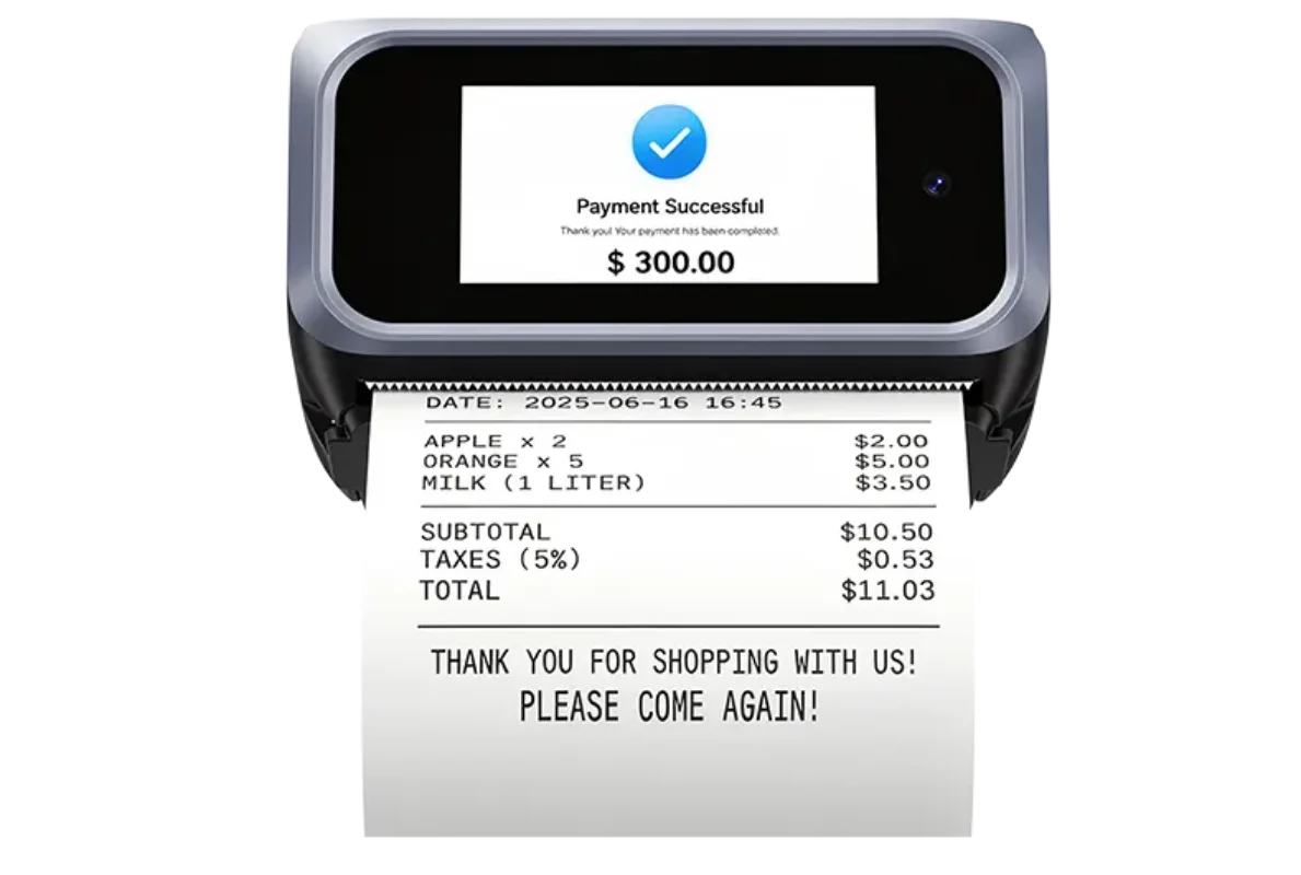 SUNTEK SM6 handheld POS with built-in 58mm receipt printer