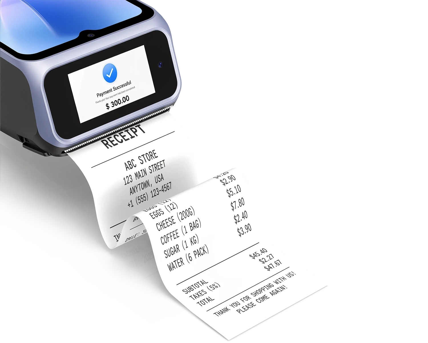 SUNTEK SM6 handheld POS with built-in 58mm thermal receipt printer