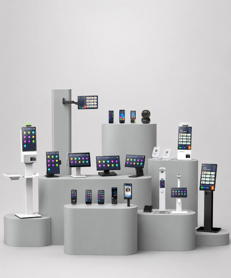 SUNTEK smart commercial terminal product family including POS terminals, kiosks, facial recognition devices, AI boxes and payment devices