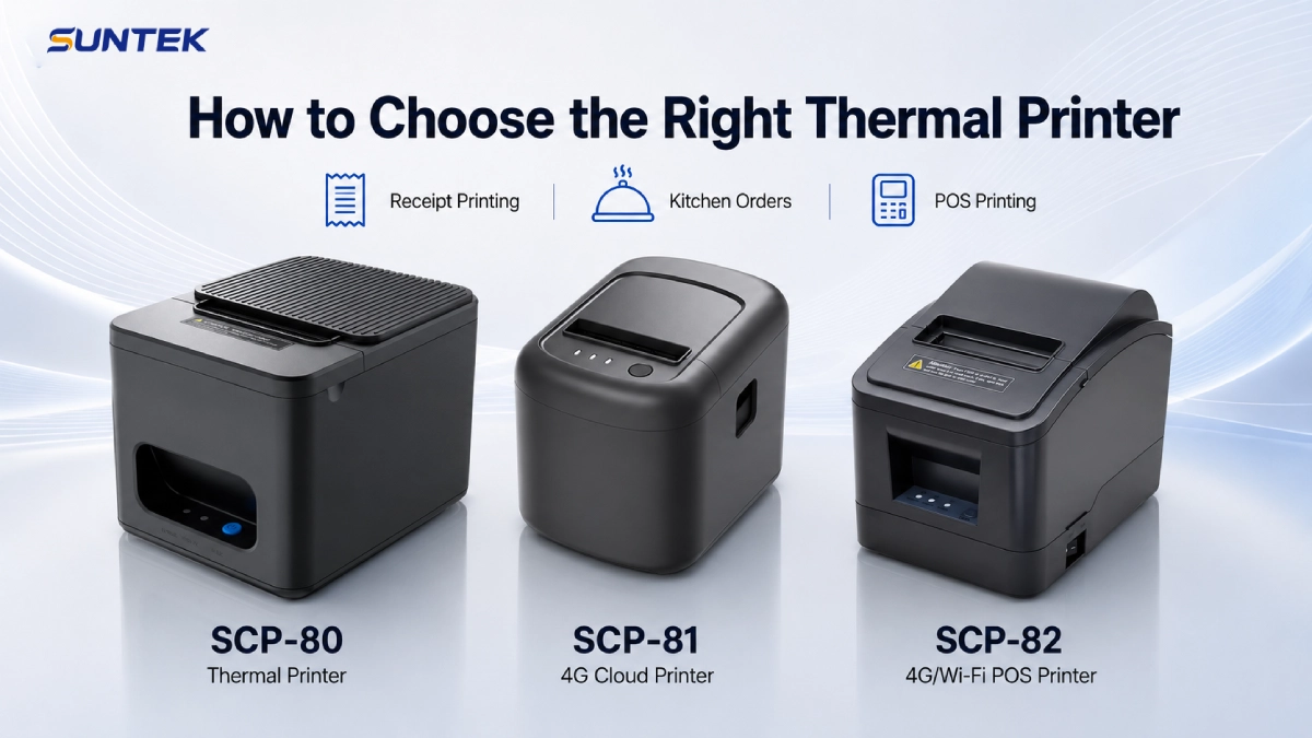 SUNTEK SCP-80 SCP-81 and SCP-82 thermal printer series comparison for receipt printing kitchen orders and POS deployment